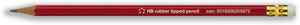 Pencil with Eraser HB Red Barrel [Pack 12]